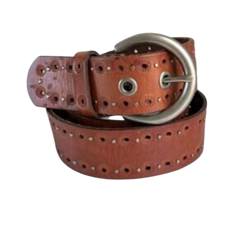 Fossil Flower Tooled Leather Western Style Belt Cowgirl Size Large